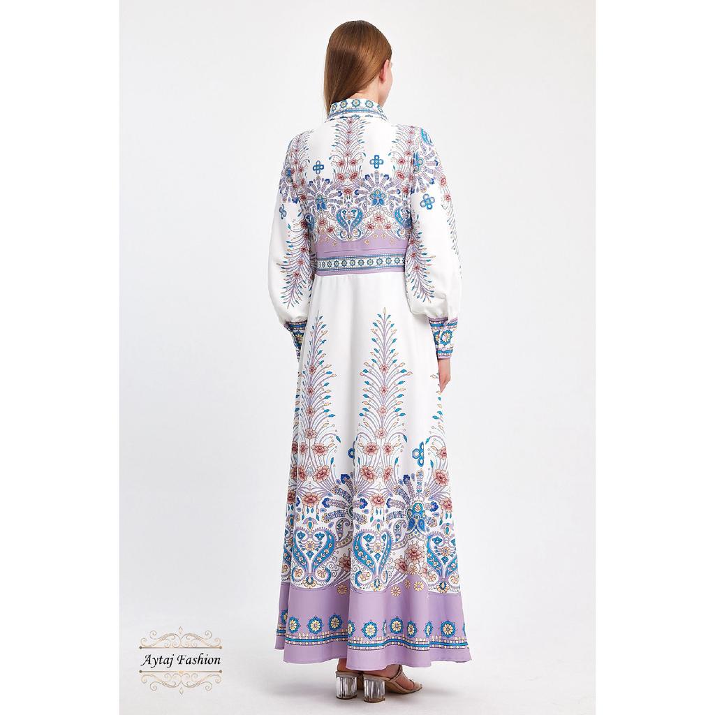 Floral Hijab Dress, Original Style, Cuffed Sleeves