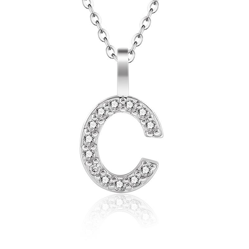 925 Silver Gold Small 26 Letters A- Z Zircon CZ Pendant Monogram Necklace Me Initial Alphabet M A Jewelry