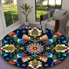 1pc Russian Floral Pattern Carpet for Room Floor Mat, Comfortable Office Chair Printed Round Rug, Beautiful Hotel Rug