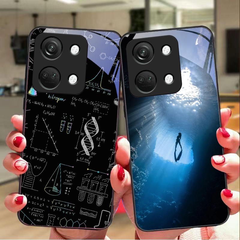 Lehrelemente Für OnePlus Nord 3 5 6T 7 Pro 8 12 10T Reno8 Lite 5G 10R Nord N30 Hartschale Gehärtetes Glas Handyhülle Schwarz