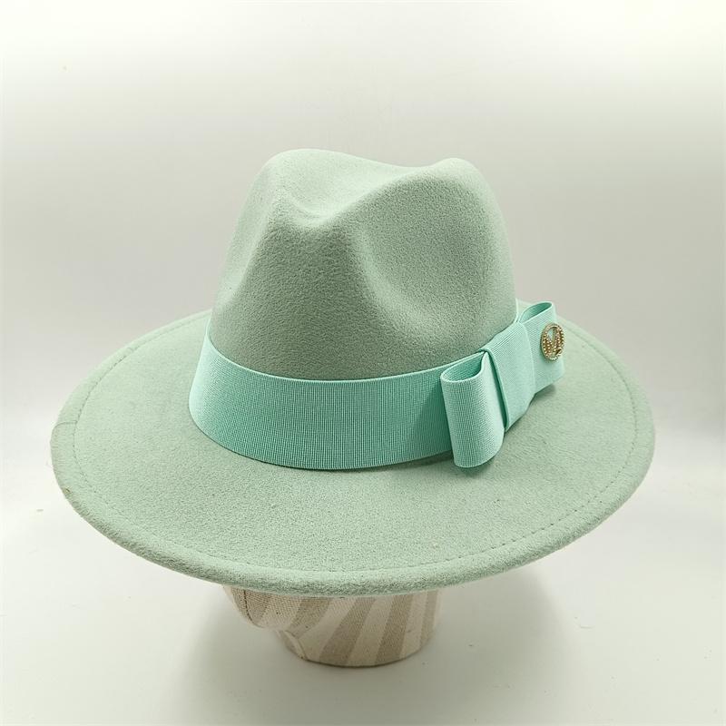 Fedora Fiocco Nuovo Blu Lago Cappello Nuovo Monocromatico Moda Primavera Unisex Cappello Jazz Cappello Fedora Gorras