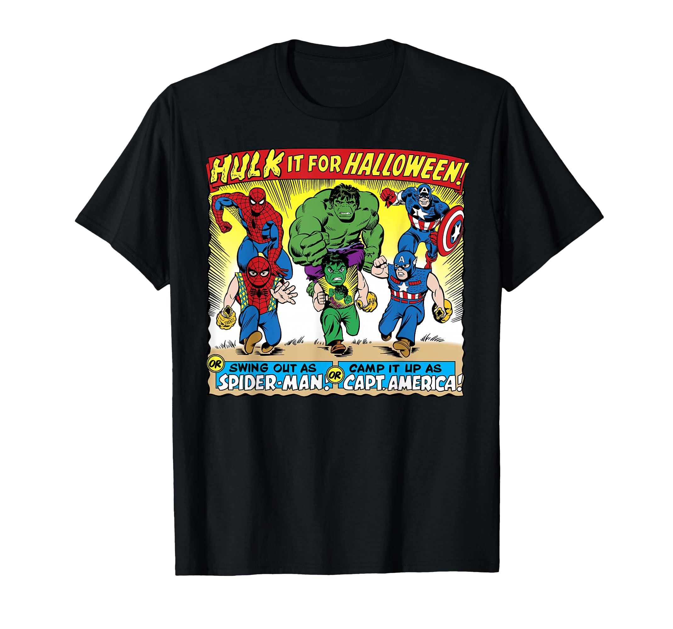 Marvel Halloween Hulk Spider-Man Captain America Costume T-Shirt