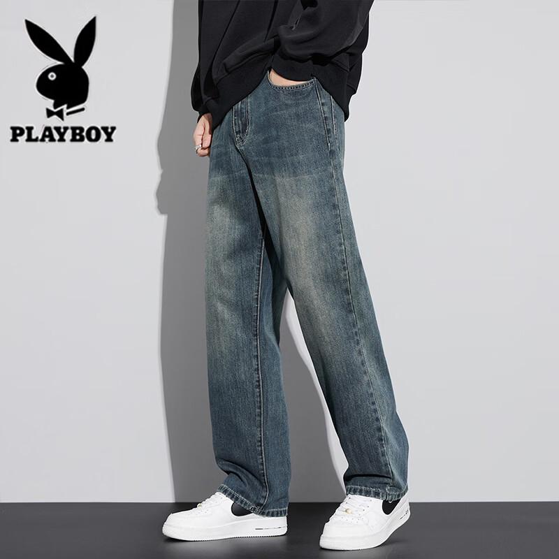 PLAYBOY Men's American Retro Loose Straight Jeans