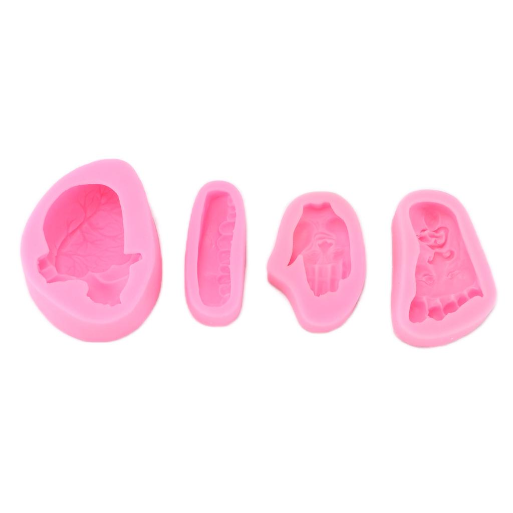 4 Stück Halloween Silikonform Sohle Handfläche Herz Hochtemperaturbeständigkeit Antihaft Halloween Backform für Zuhause Bäckerei