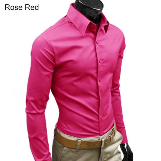 

Мужская стильная повседневная однотонная приталенная классическая рубашка с длинным рукавом в деловом стиле 2XL розы красного