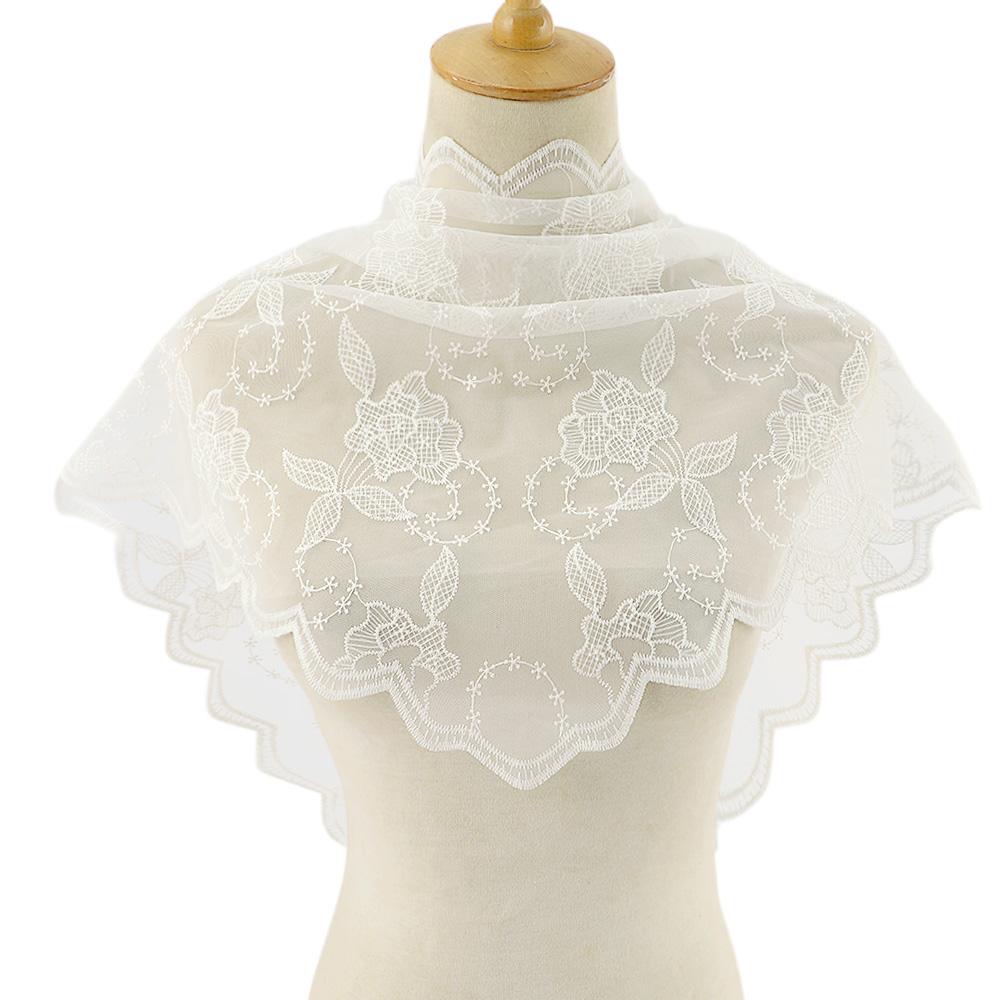 Embroidered Lace Triangle Scarf Prayer Veil Church Hijab Towel Women Veil Solid Floral Triangle Scarf Headband Hijabs