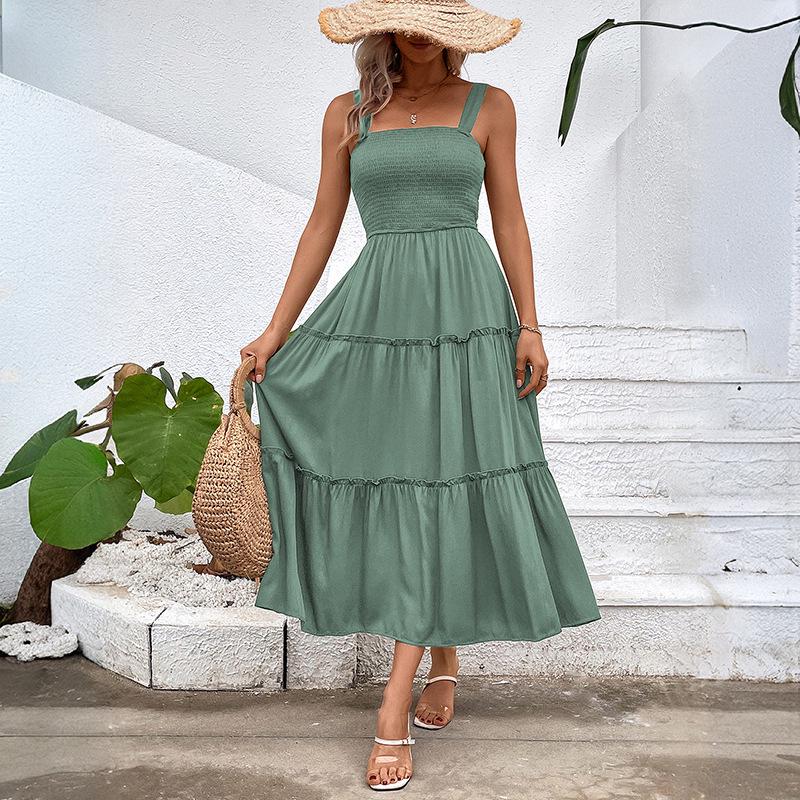 2025 Sommer Mehrfarbig Damen Schulterfreies Elastisches Camisole-Kleid