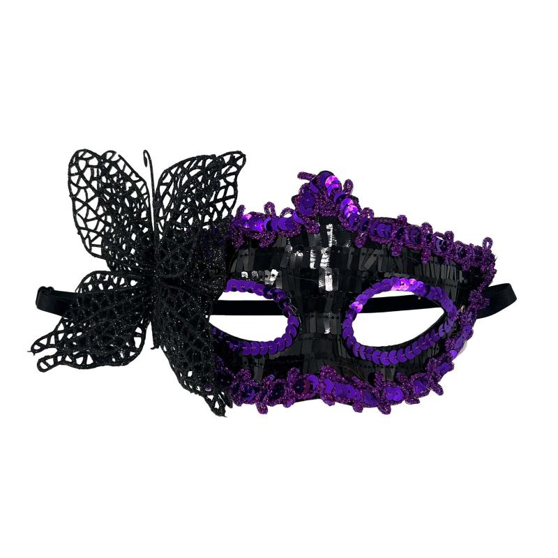 Sparkly Butterfly Sequin Half Face Masquerade Mask Lightweight Adjustable for Prom Cosplay Halloween Party