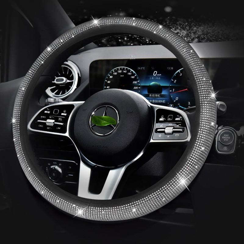 Universal Crystal Rhinestone Steering Wheel Cover Cars - Full Drill Design All-Season Use Sporty Style Fits 38cm Diameter