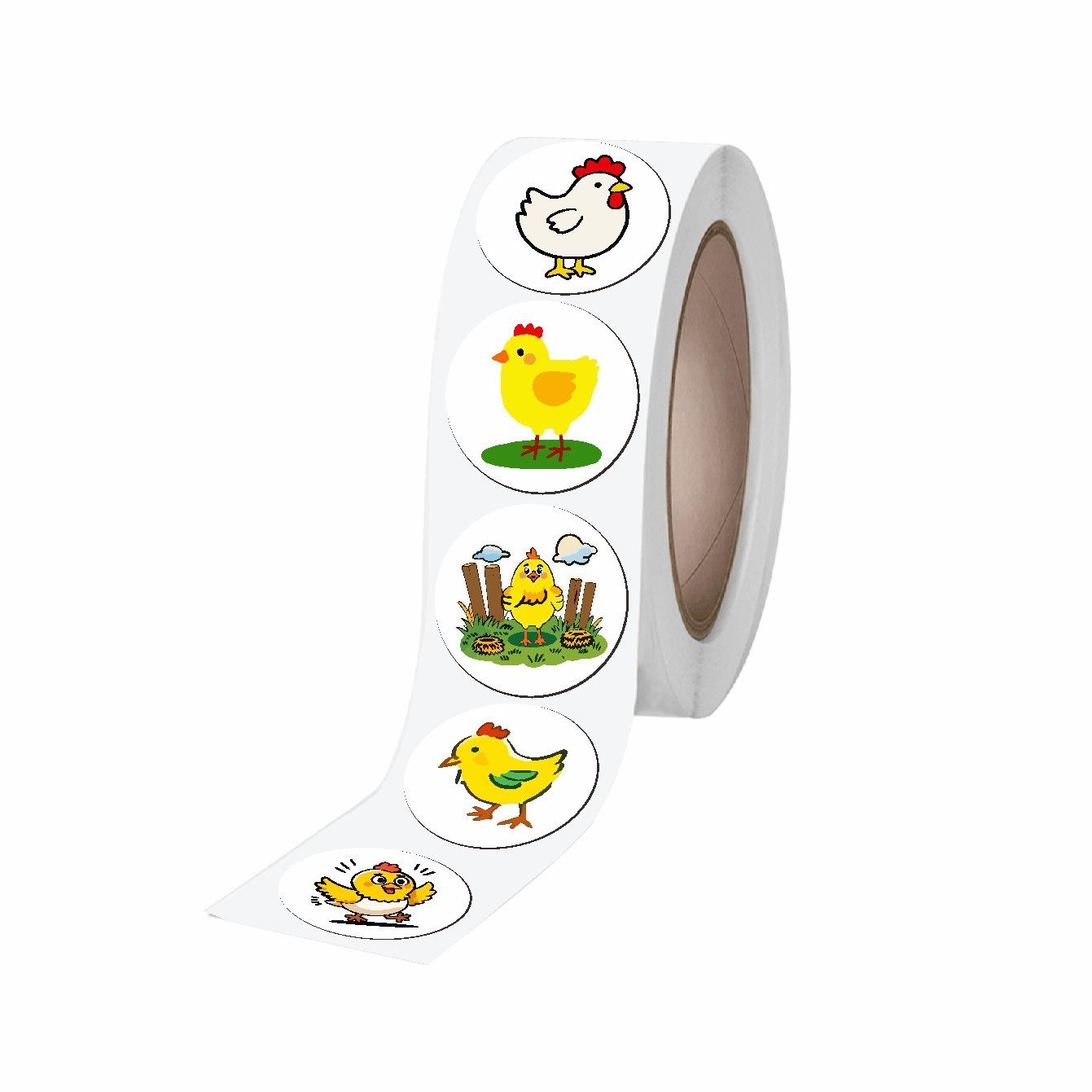 

500 наклеек/рулон, мультфильм, милый цыпленок, наклейки, поощрительные наклейки для детей, креативные, декоративные наклейки для запечатывания Pack of 1