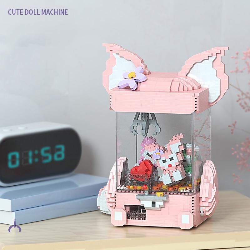 Mickey Mouse Doll Machine Micro Building Blocks Disney Cute StellaLou LinaBell Pink Fox Diamon Mini Brick Toys For Kids Gift
