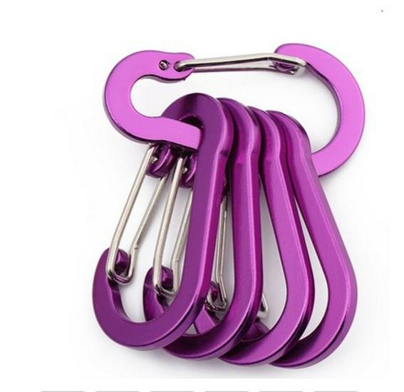 Multicolor Aluminum Alloy No. 5 Gourd-shaped Carabiner for Backpack Water Bottle with Flattened Spring Buckle