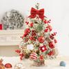 Mini Christmas Tree with LED Light Pre-lit Small Artificial Snow Flocked Tree with Ball Ornaments for Xmas Tabletop Indoor Holiday Decor