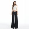 Dark blue low-rise non-stick leg flared jeans women's spring and summer new American retro Spice Girl wide-leg pants