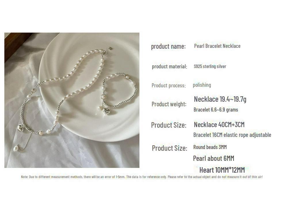 S925 Sterling Silver Love Pearl Tassel Necklace - Fresh, Sweet, and Elegant Clavicle Chain.