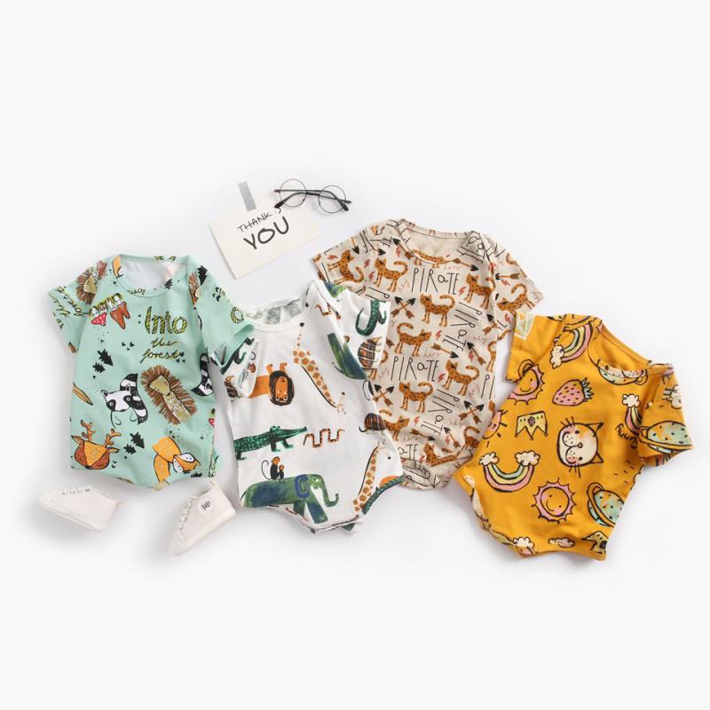 The Caleb - Baby Unisex 4pcs Cartoon Print Bodysuits AA main image 0