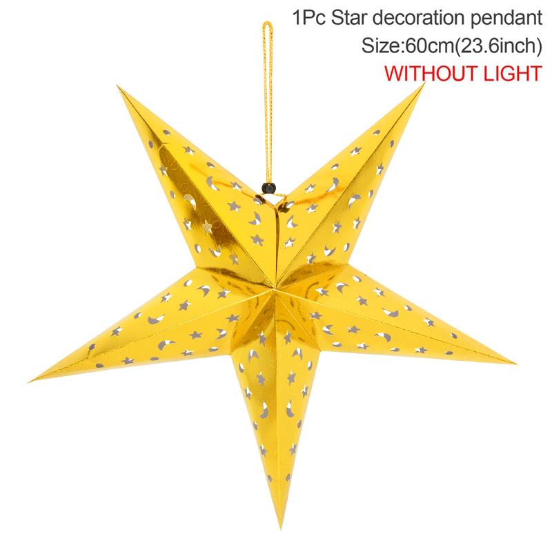 Hollow Star Hanging Pendant Eid Mubarak Ramadan Kareem Decoration Lantern 2025 Islamic Muslim Party Supplies Christmas Birthday