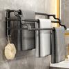 3-Tier Wall-Mounted Towel Rack No-Drill Bathroom Organizer Carbon Steel Shower Accessory Modern Minimalist