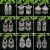 Geometric Tassel Ear Clips: Miao Silver, Retro Ethnic Style, Non-Pierced Earrings for Women