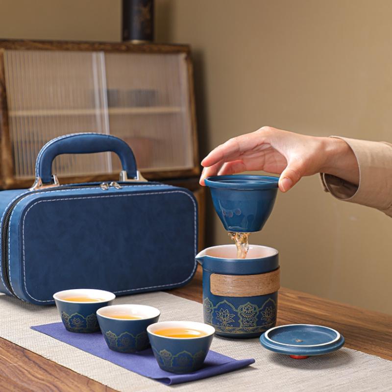 Travel Tea Pot Set Outdoor Portable Ceramic Quick Guest Tea Set Office Teapot And Cup Set Light Luxury Friend Best Gifts