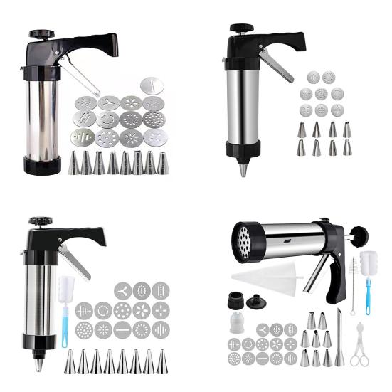 Keks-Presse Edelstahl Keks-Ausstecher-Set für Anfänger Keks-Teig-Extruder mit ergonomischem Griff