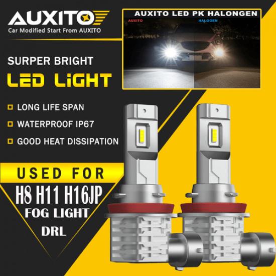 2X AUXITO H8 H11 H9 Fog Light 6000K White Super Bright LED Driving Bulb M4 EA