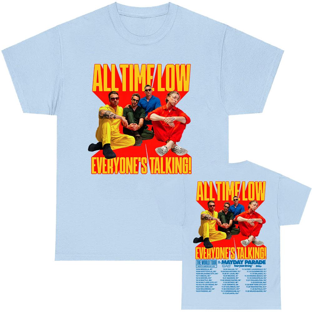 ALL TIME LOW Tričko z turné Everyone's Talking s krátkým rukávem, ležérní bavlněné tričko, módní volné pánské dámské oblečení, grafické tričko
