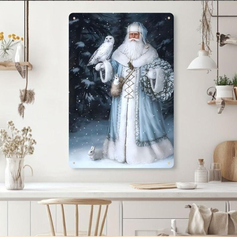 Vintage Merry Christmas Metal Sign, Retro Holiday Wall Decor 20x30cm