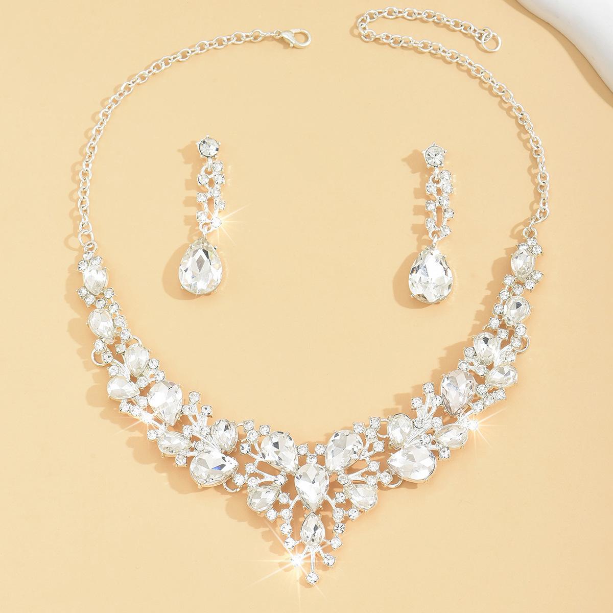 

Accessories Bridal Rhinestones Crystal Necklace Earrings Set Women S Prom Dress