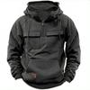Hoodies Solide Warme Fleece Halbreißverschluss Herren Kapuzenjacken Sweatshirts Mehrere Taschen Dicke Outdoor Polar Übergröße