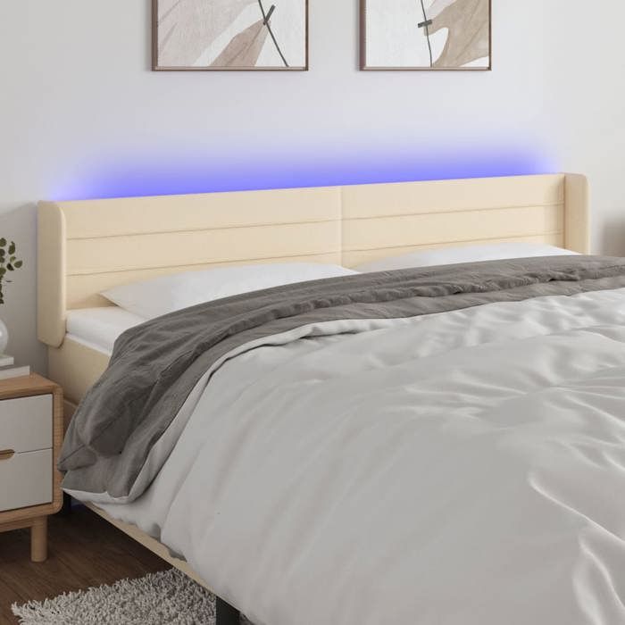 VidaXL LED Headboard Bedroom Furniture Double Bed Accessory Head of Bed Frame Interior Cream 3123387