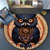 2D Flat, 3D Retro Owl Printed Polyester Area Mat - Non-Slip Round Chair Mat for Living Room & Bedroom, 800g/m² Crystal Velvet, V