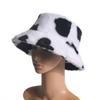 Chi Internet Celebrity Black and White Cow Pattern Bucket Hat Autumn and Winter Plush Warm Shopping Versatile Ins Basin Hat