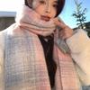 Mohair Winter Cashmere Scarves Tassel Long Shawl Retro Plaid Wool Scarf  Girl
