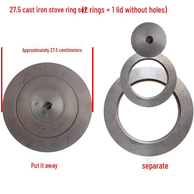 Cast Iron Firewood Stove Ring & Lid: Thickened Rustic Pot and Fire Pit Accessories