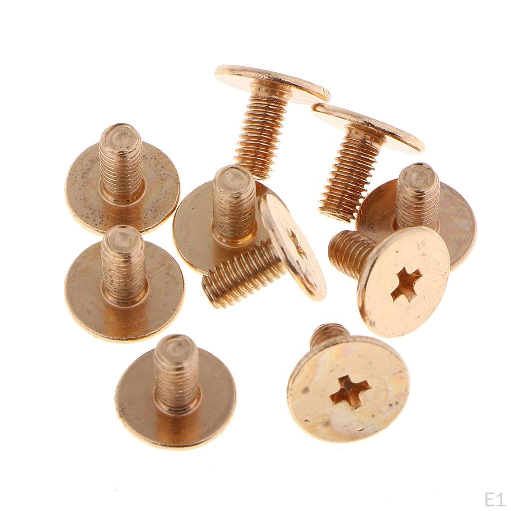 10x Brass Screw Head Feet Purse Handbag Spots 9mm
