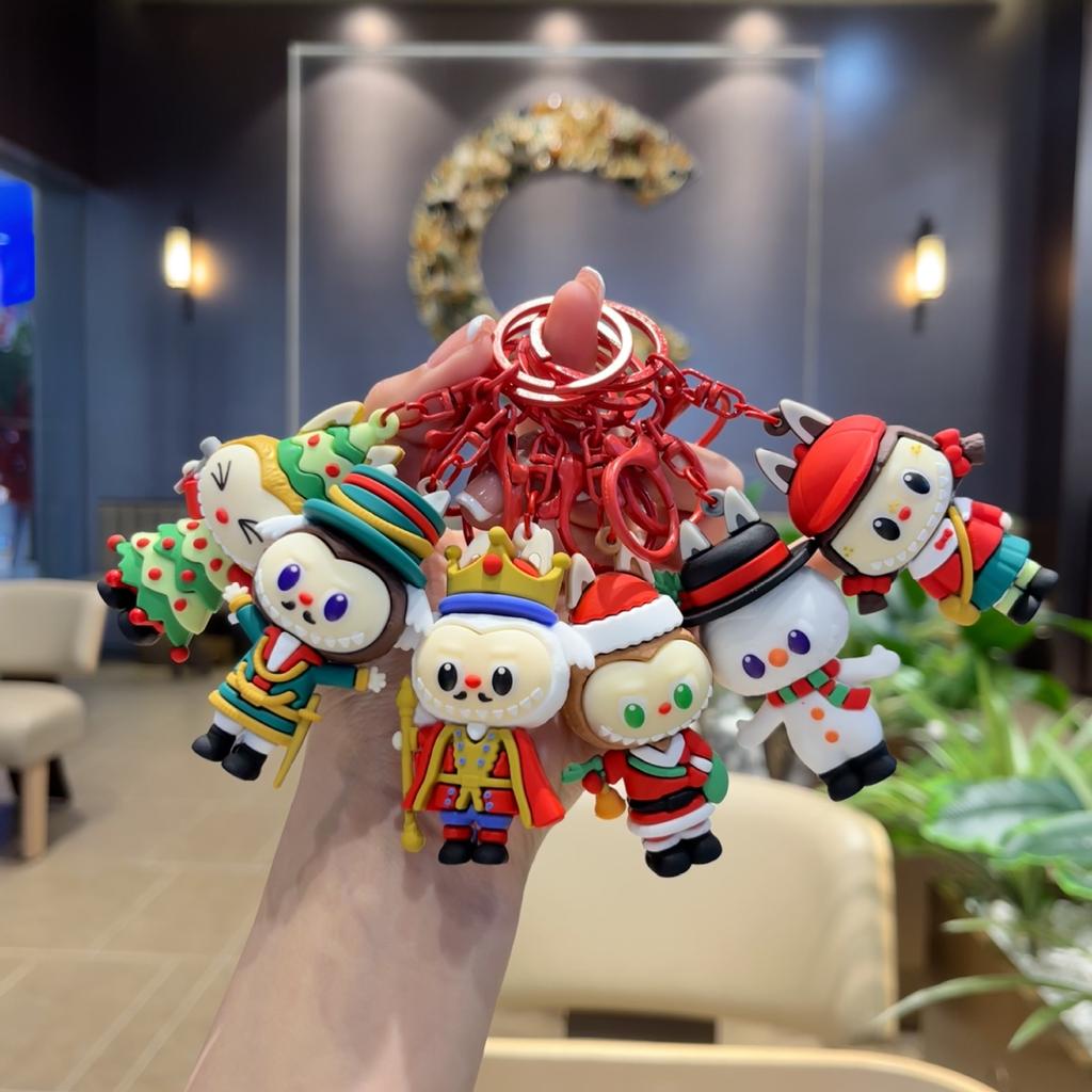 Christmas Key Pendant PVC Cute Three-dimensional Doll Rab Lamb Keychain