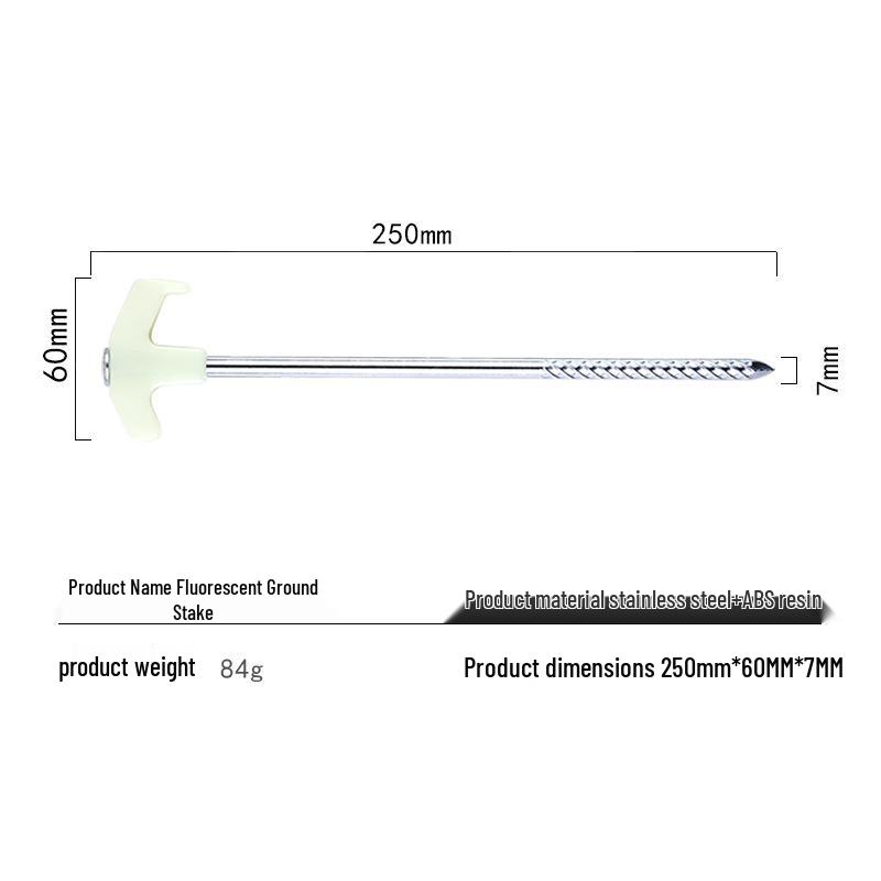 

Fluorescent Steel Tent Stakes: Extra-Long, Thick, Windproof, and Night Visible for Camping 25 cm