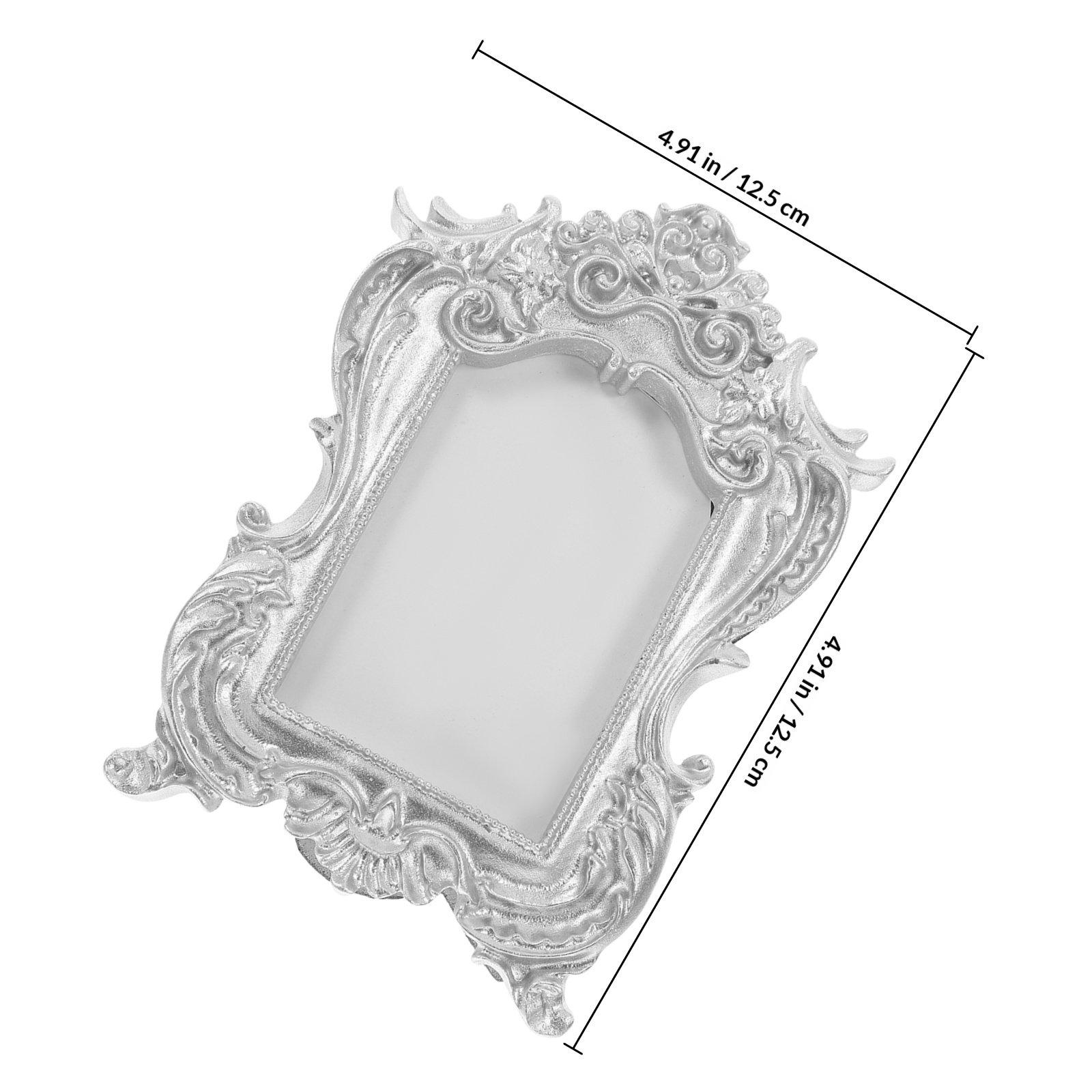 Vintage Resin European Style Photo Frame Decorative Mini Retro Picture Holder for Tabletop Bedroom Home Decor Picture Frame серебряный