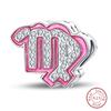 New 100% 925 Silver Twelve Constellation Series Pink Charms Beads Fit Qikaola Bracelets DIY Birthday Jewelry