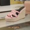 Fashion Corss Strap Patent Leather Platform Women Sandals Wedges Espadrilles Slip On Fashion Heels Open Toe 2025 Summer Newest Slides