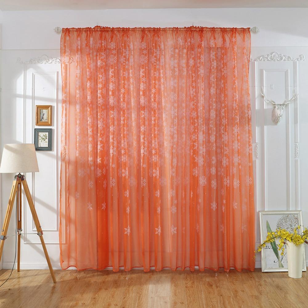 

Романтичные снежинки Прозрачные занавески Полупрозрачные занавески Современные тюлевые занавески для гостиной 100*200CM оранжевый