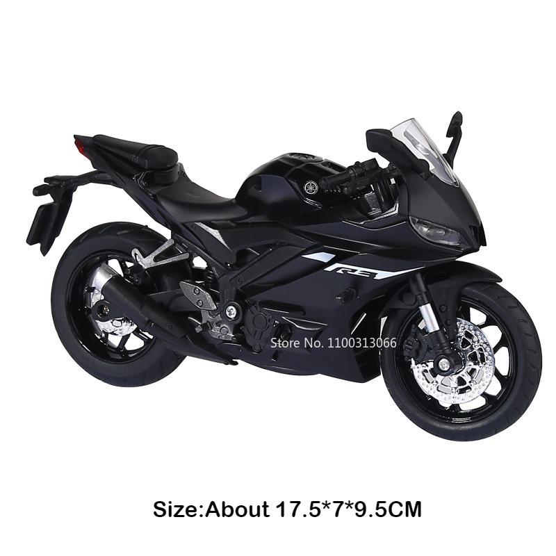 1:12 R3 Suzuki Hayabusa Motorcycle Alloy Cars Toy Diecast Models Rubber Tires with Light Music Miniature Vehicles Model Ornament