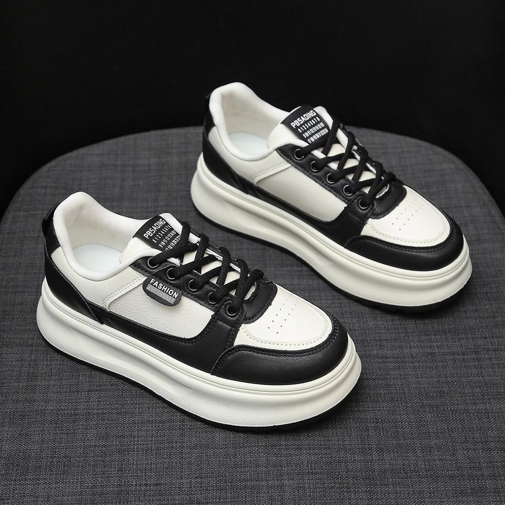Stepping on shit little white shoes women's 2025 new popular spring versatile thick-soled imitation leather student leisure sports board shoes