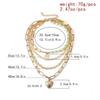 Collana Iniziale con Ciondolo a Lettera Semplice Retro con Perla per Donna Gioielli Collana a Catena Grossa a Strati Multipli Dichiarazione Boho