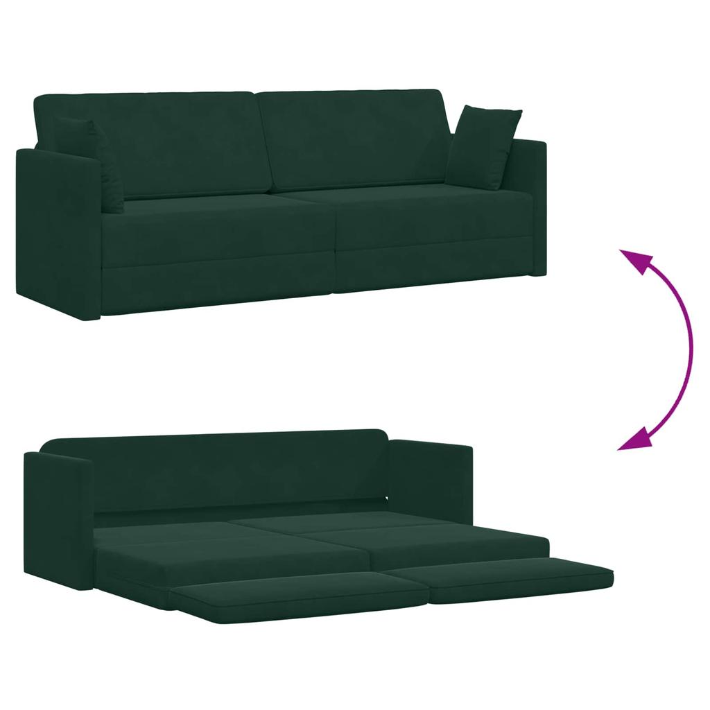 Floor Sofa Bed Dark Green 213 X 70 X 77 Cm Velvet