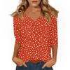 Women's Tops Three-quarter Sleeve Shirt V-neck Loose Casual Shirt Print T-shirt