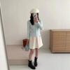 Design Sense Square Neck Pit Strip Long Sleeve Knitted Sweater Button Cardigan Age Reducing Small Jacket Women