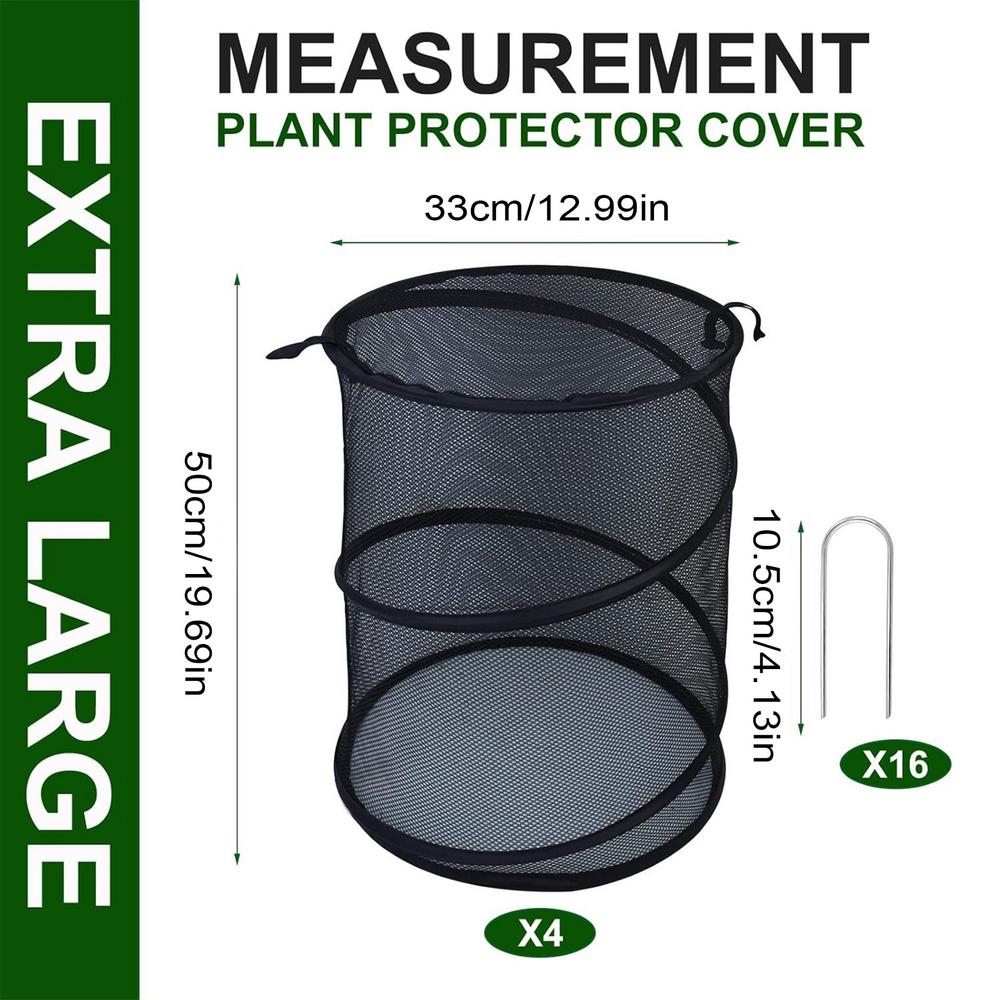 Mesh Plant Enclosure Pop Out Mesh Plant Cover 4 Pieces Foldable Tent With 16 Stakes Fly-Proof Animals Barrier For Garden