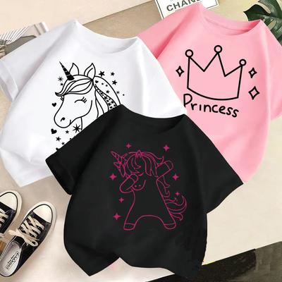 Girl T-shirt 2-13Y Children Princess Printed Tee Girl T Shirt Kids 100% Cotton Clothes Tshirt Tops Tee